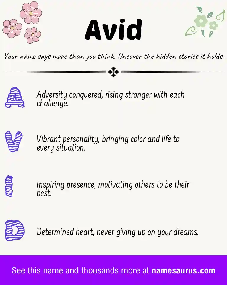 Acrostic poem about Avid.