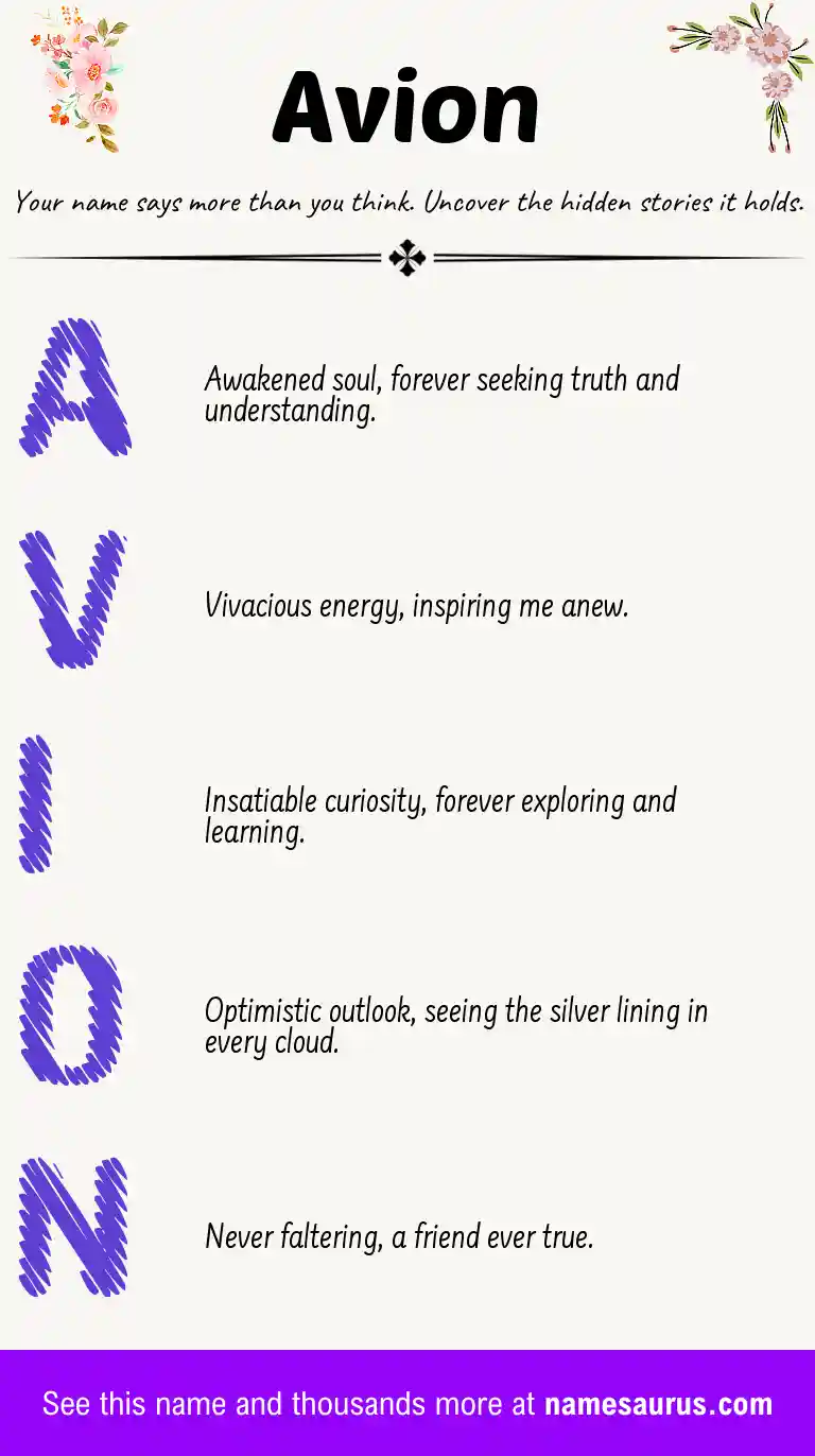 Acrostic poem about Avion.
