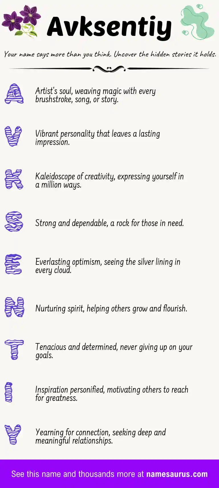 Acrostic poem about Avksentiy.