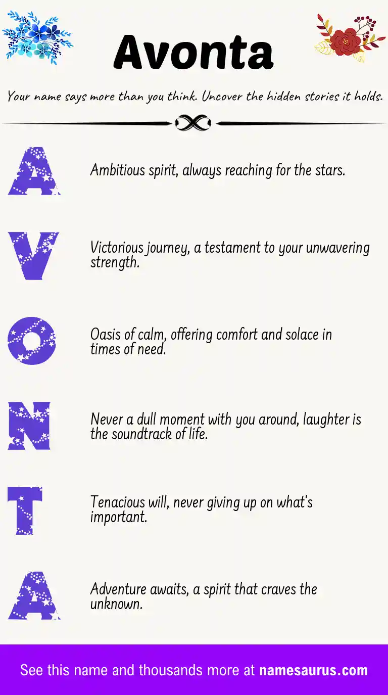 Acrostic poem about Avonta.