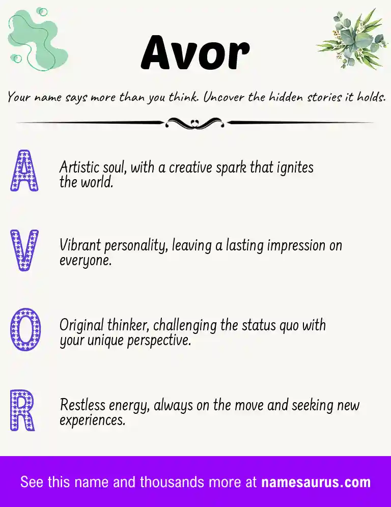 Acrostic poem about Avor.
