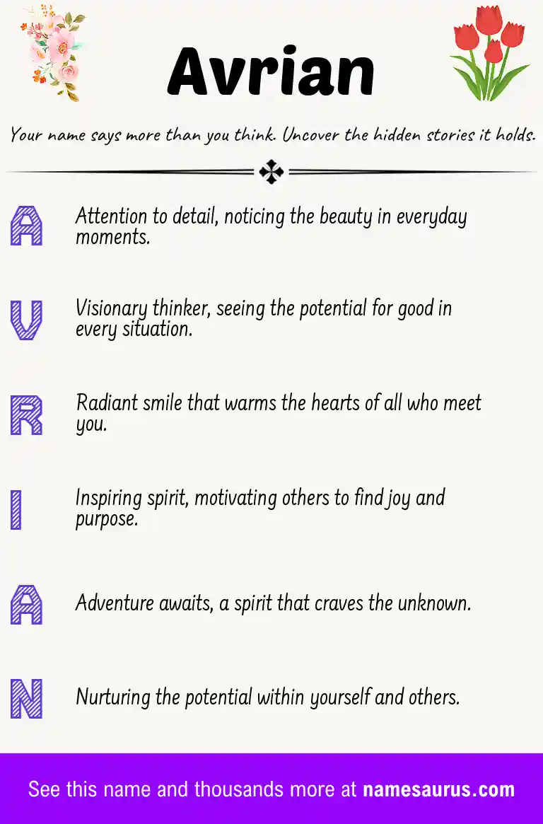 Acrostic poem about Avrian.