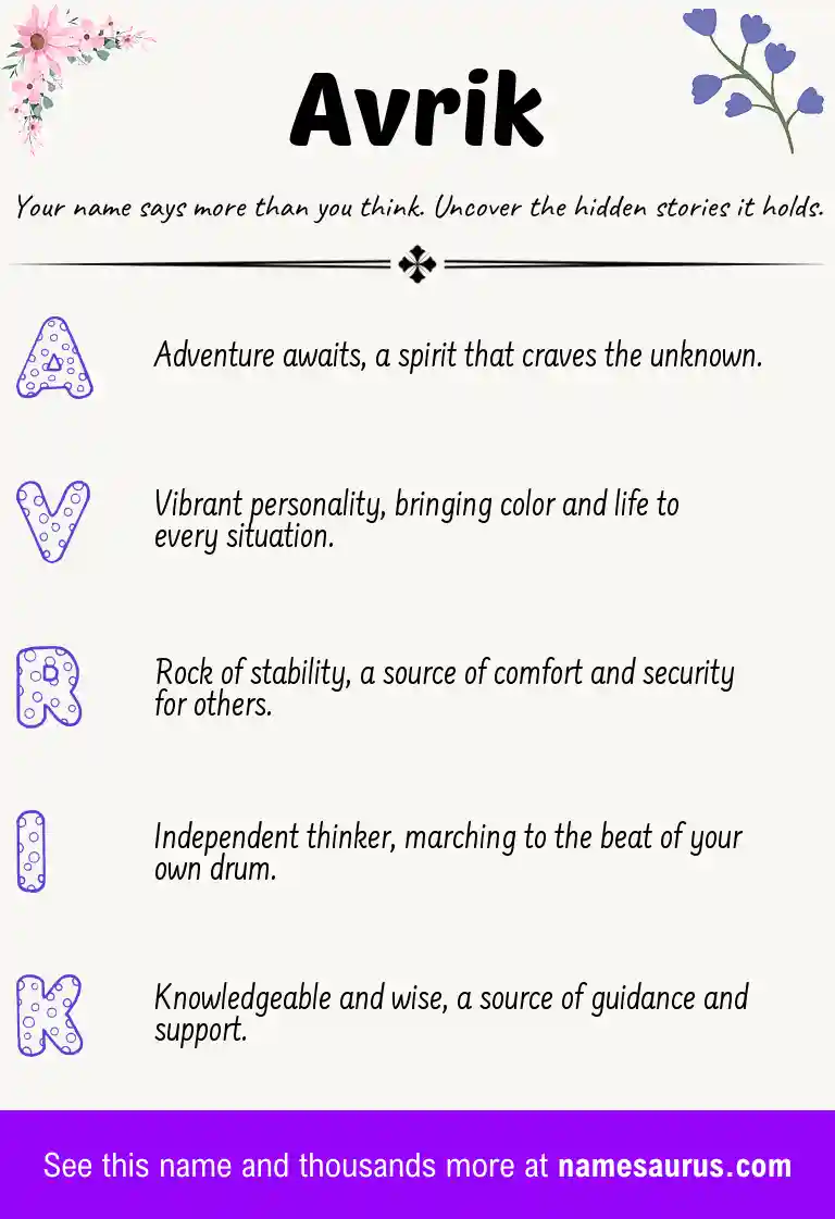 Acrostic poem about Avrik.