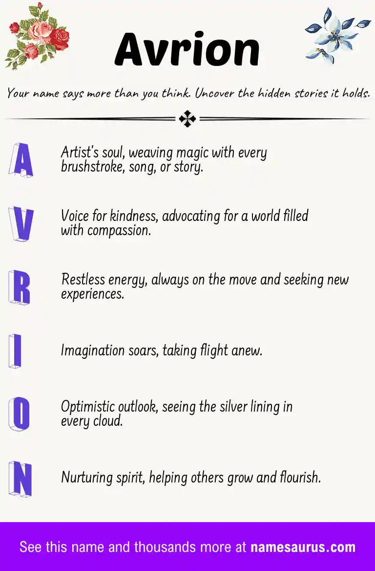 Acrostic poem about Avrion.