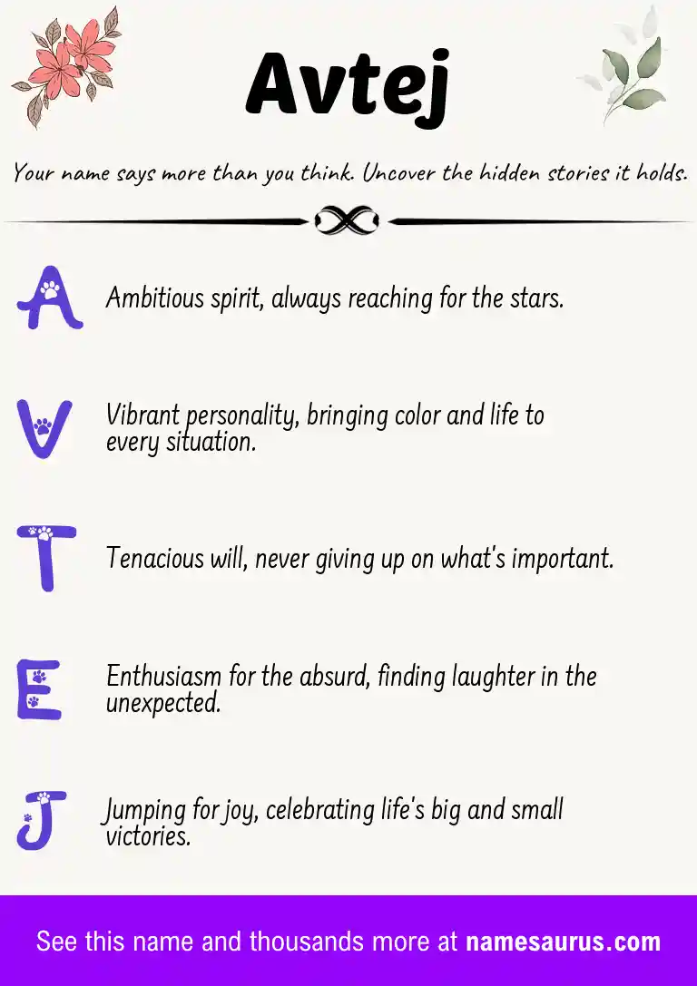 Acrostic poem about Avtej.