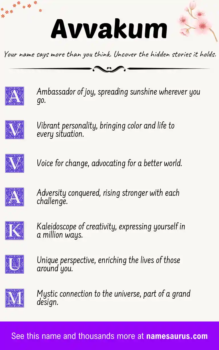 Acrostic poem about Avvakum.