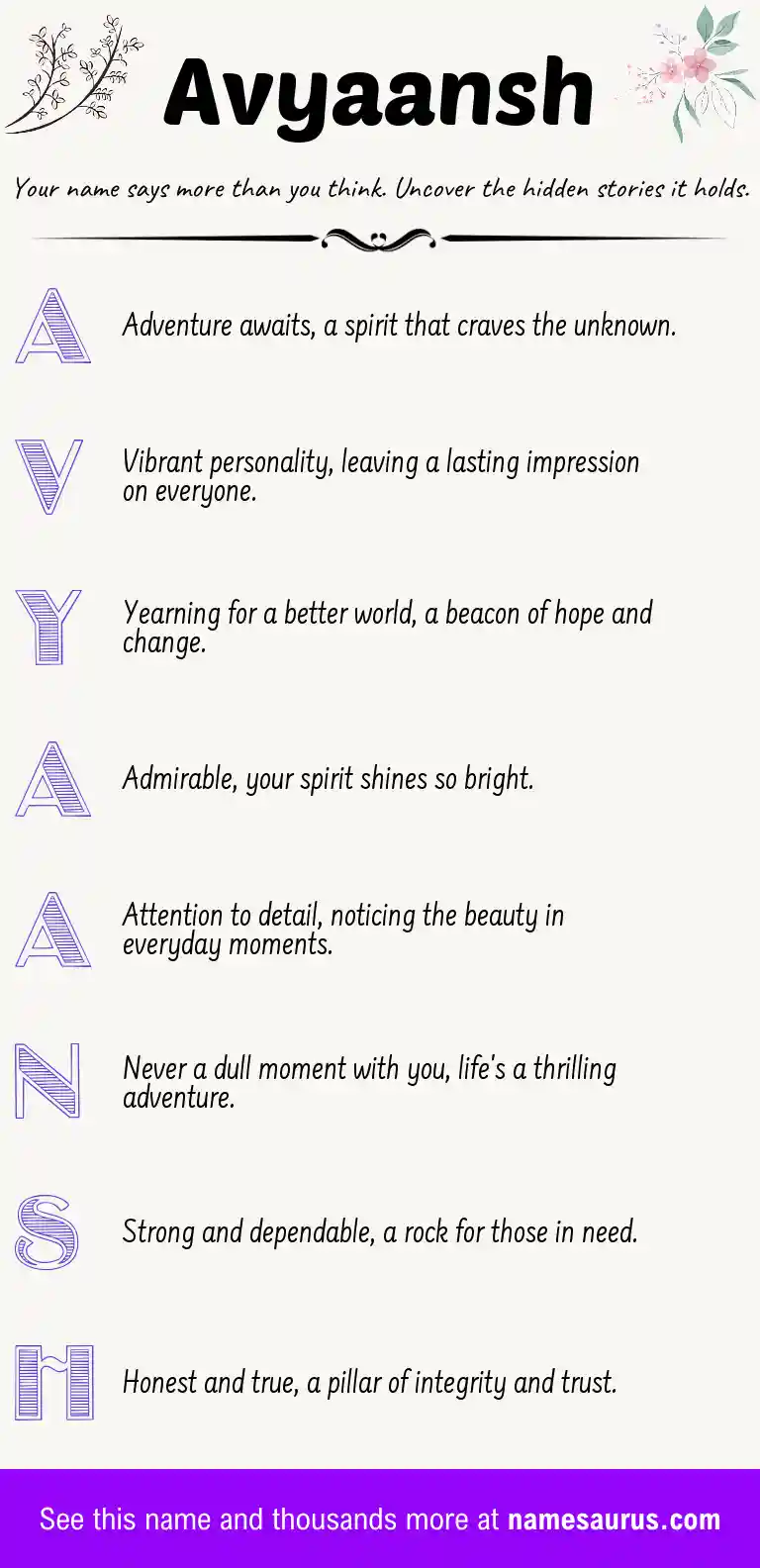 Acrostic poem about Avyaansh.