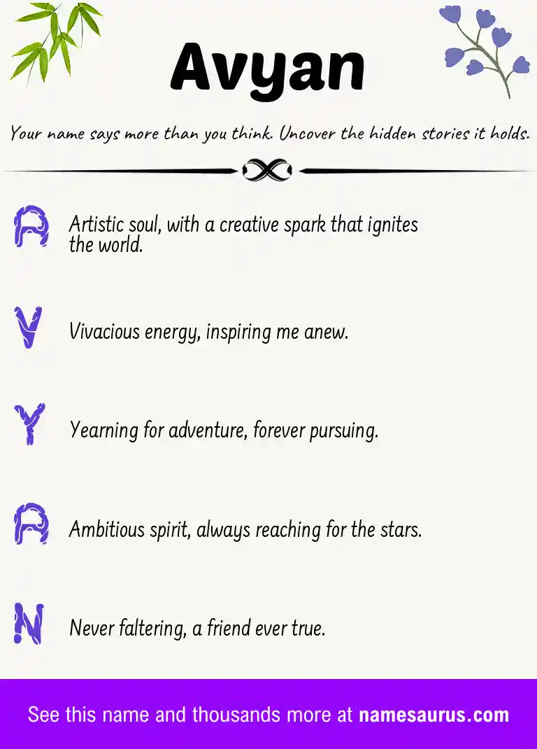 Acrostic poem about Avyan.