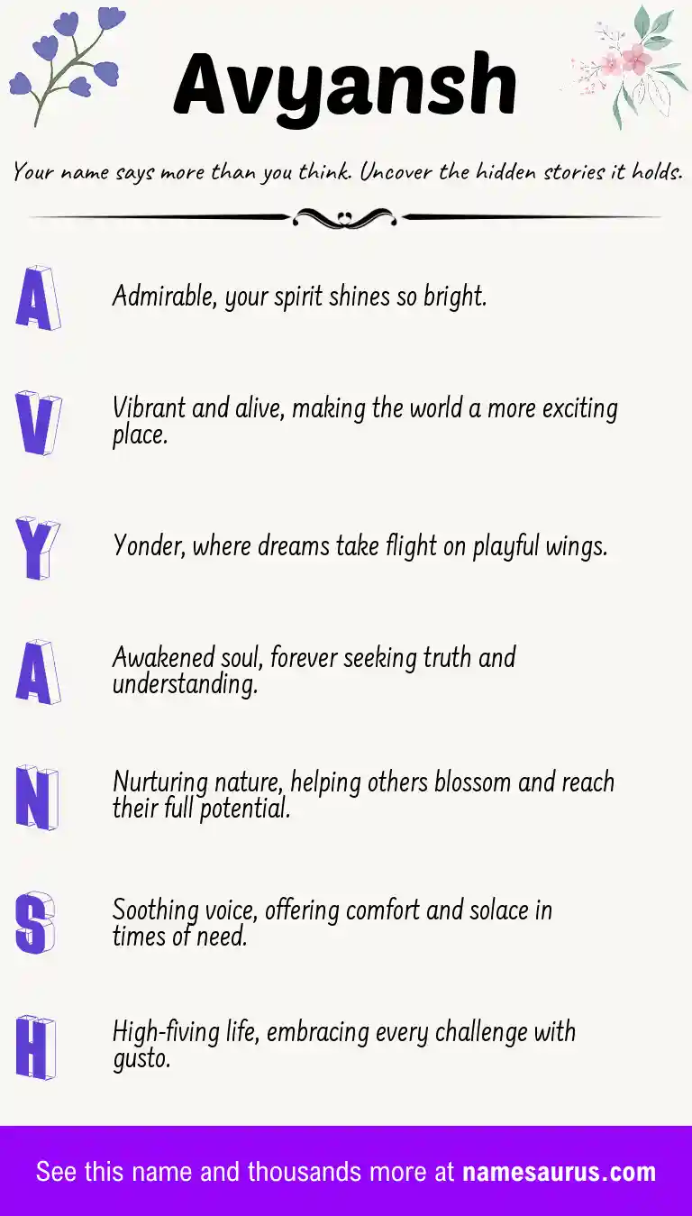 Acrostic poem about Avyansh.