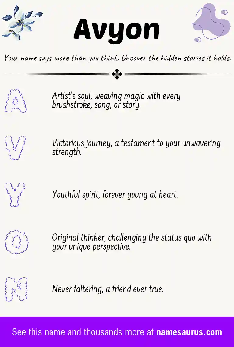 Acrostic poem about Avyon.