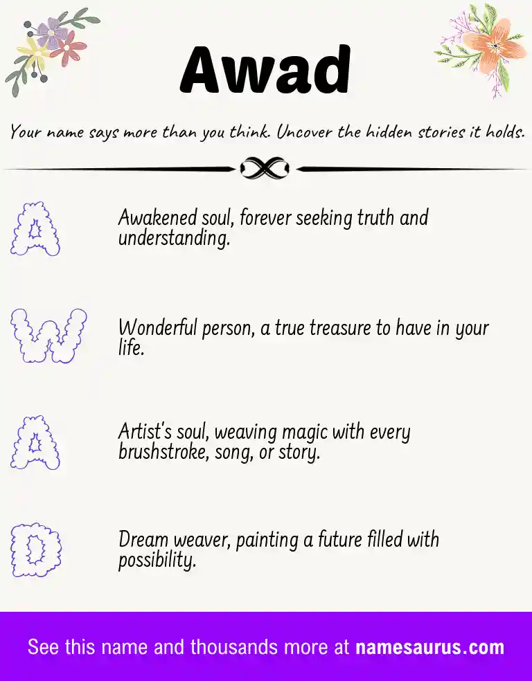 Acrostic poem about Awad.