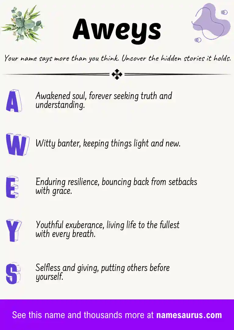 Acrostic poem about Aweys.
