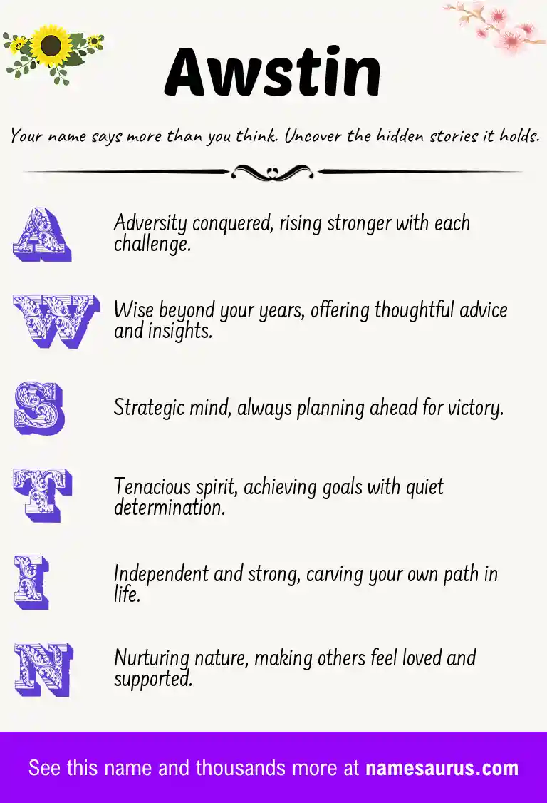 Acrostic poem about Awstin.