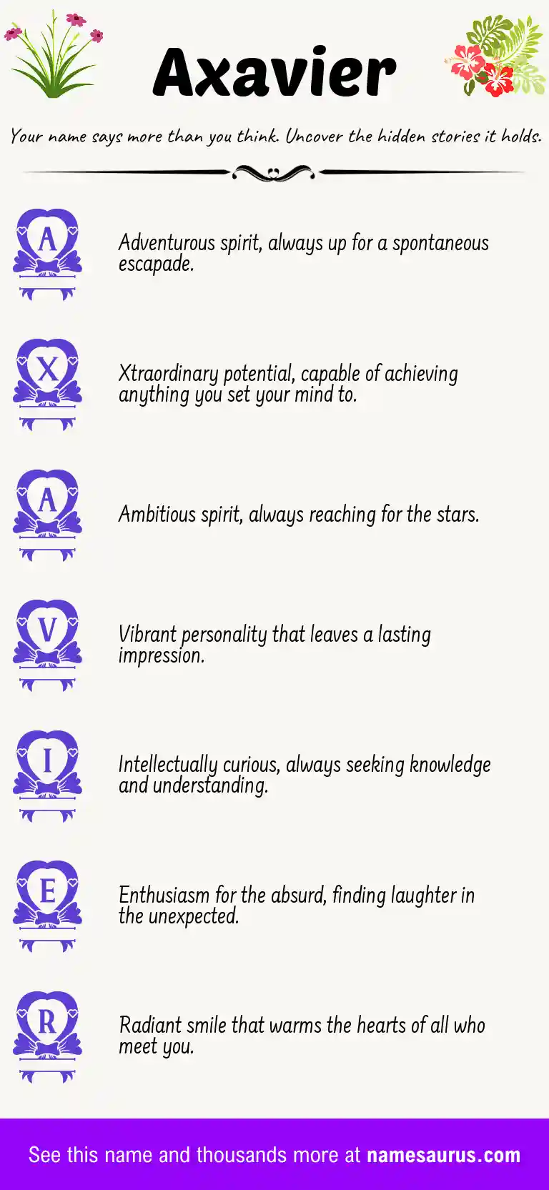 Acrostic poem about Axavier.