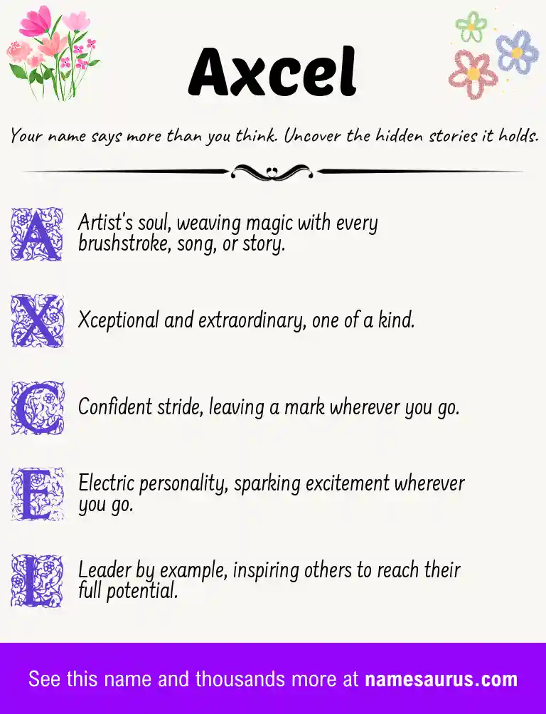 Acrostic poem about Axcel.
