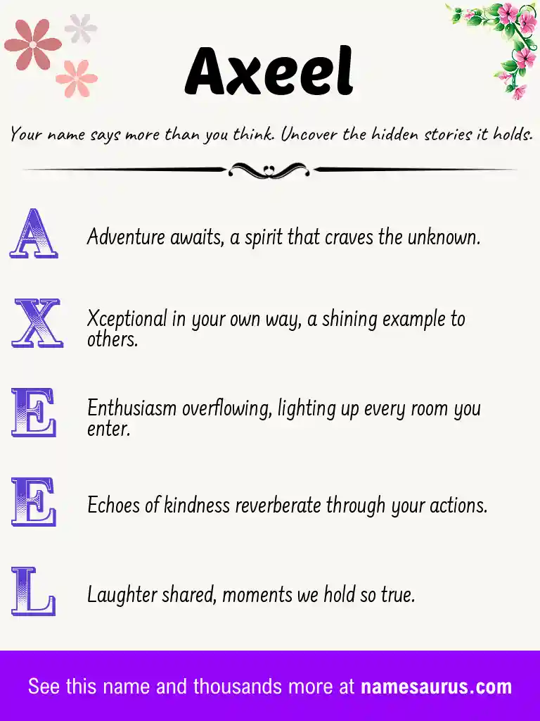 Acrostic poem about Axeel.