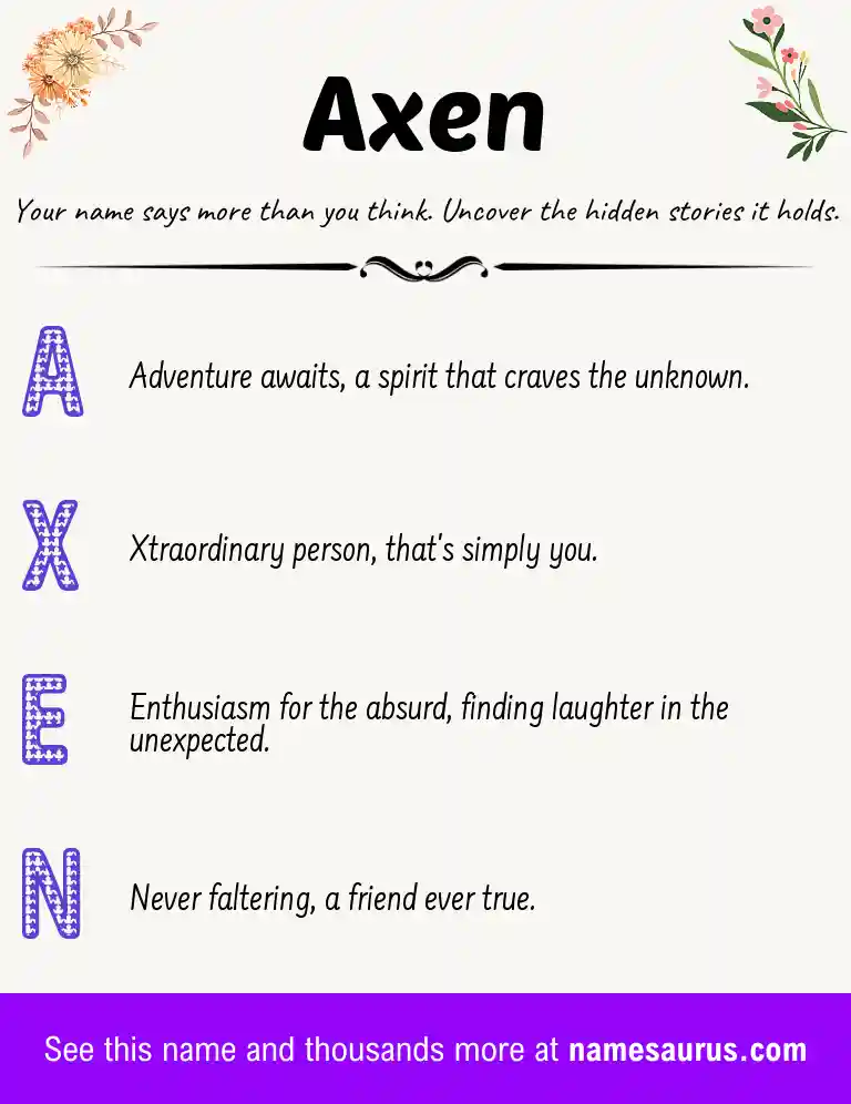 Acrostic poem about Axen.