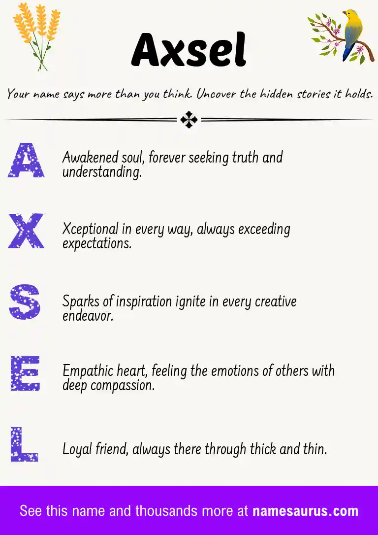 Acrostic poem about Axsel.