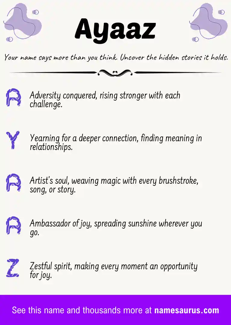 Acrostic poem about Ayaaz.