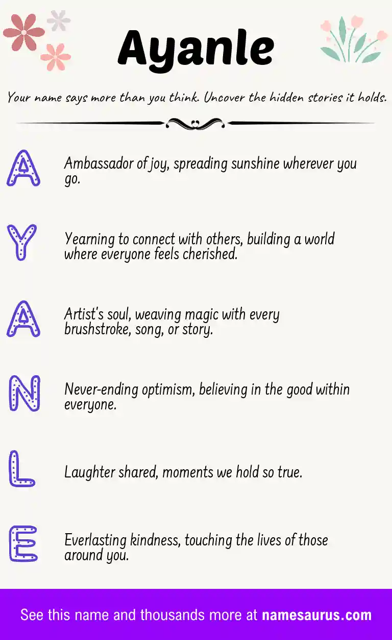 Acrostic poem about Ayanle.