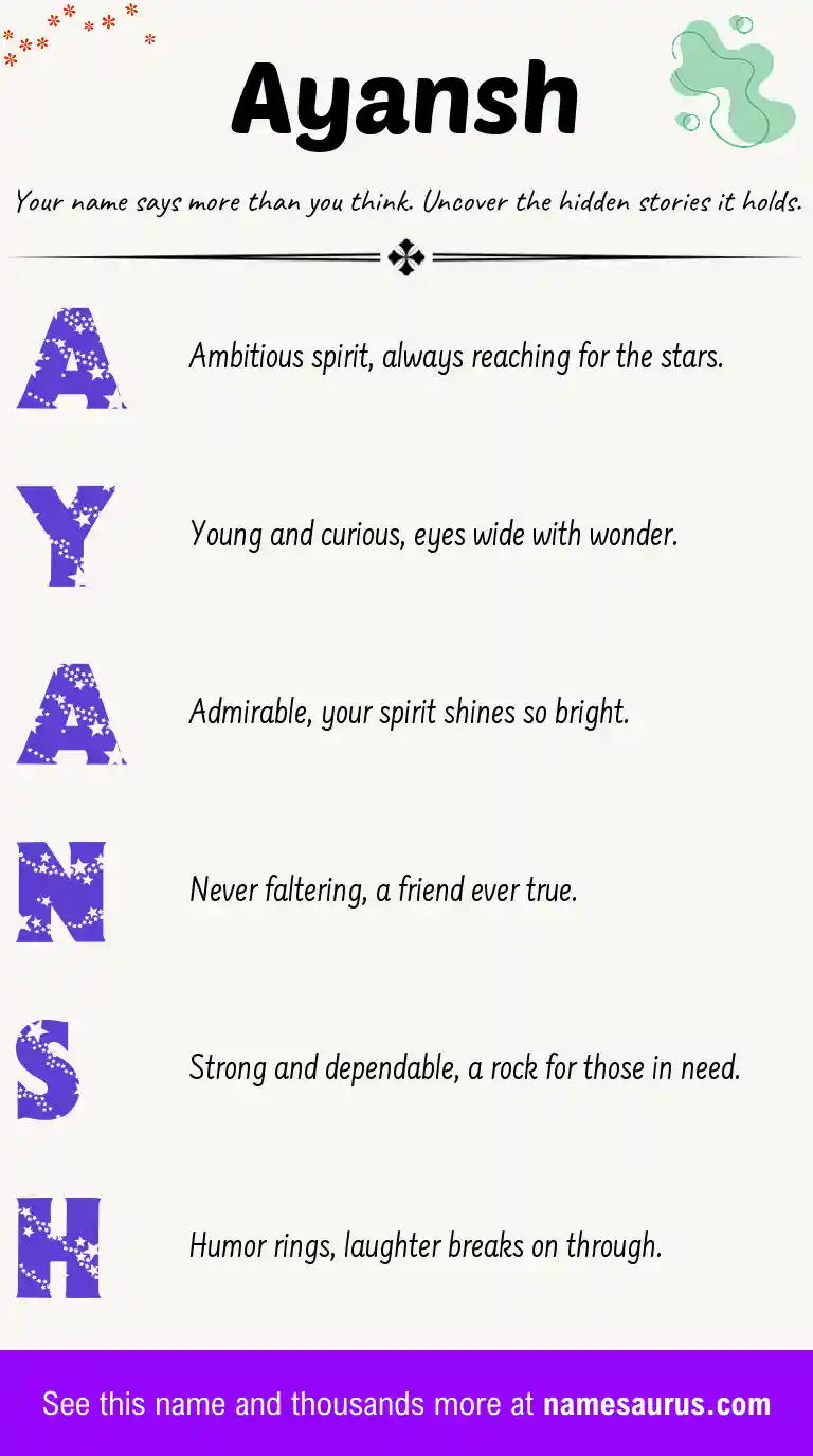 Acrostic poem about Ayansh.