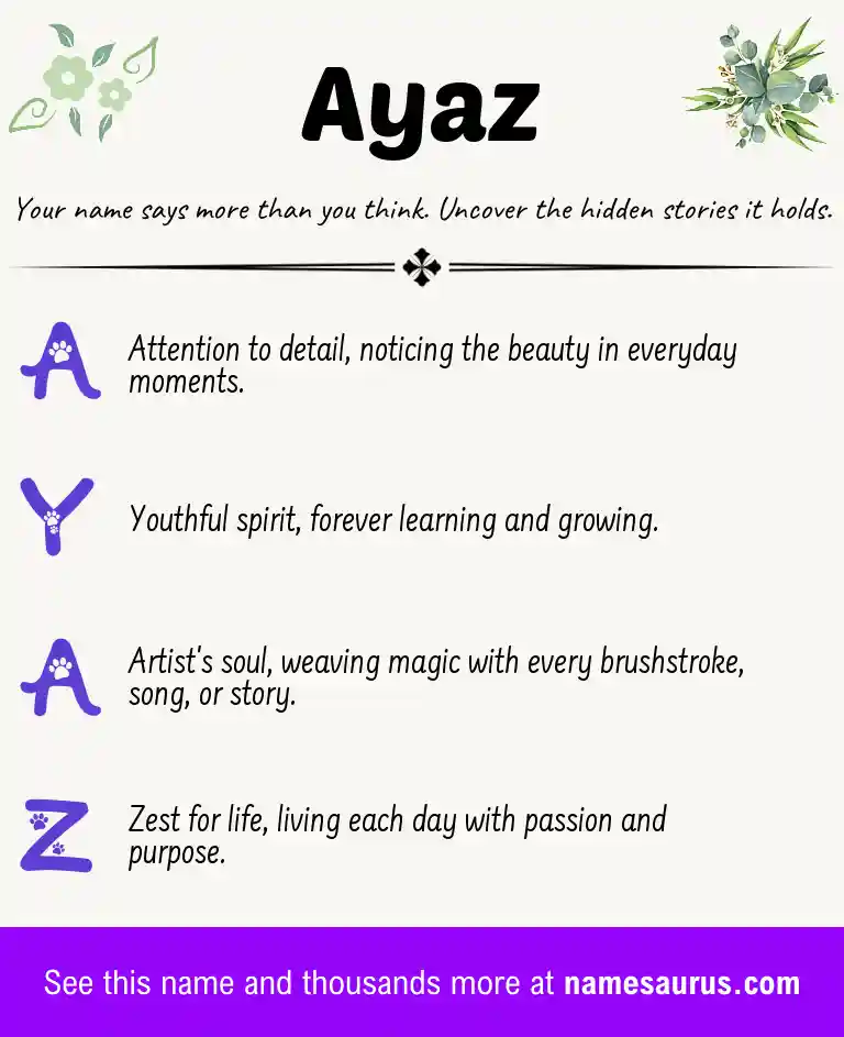 Acrostic poem about Ayaz.