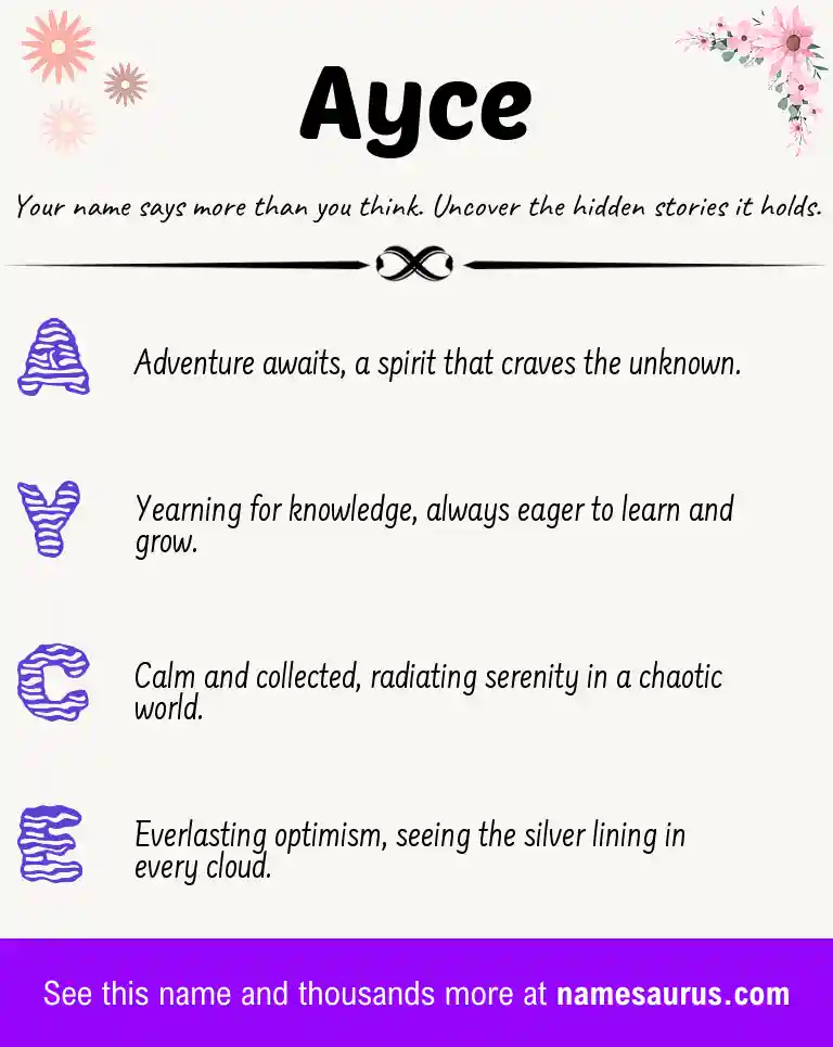 Acrostic poem about Ayce.