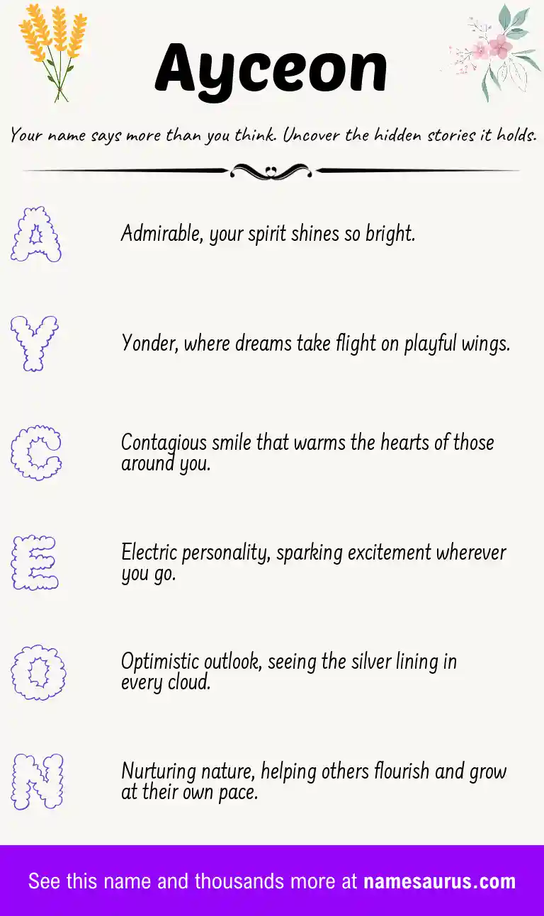 Acrostic poem about Ayceon.