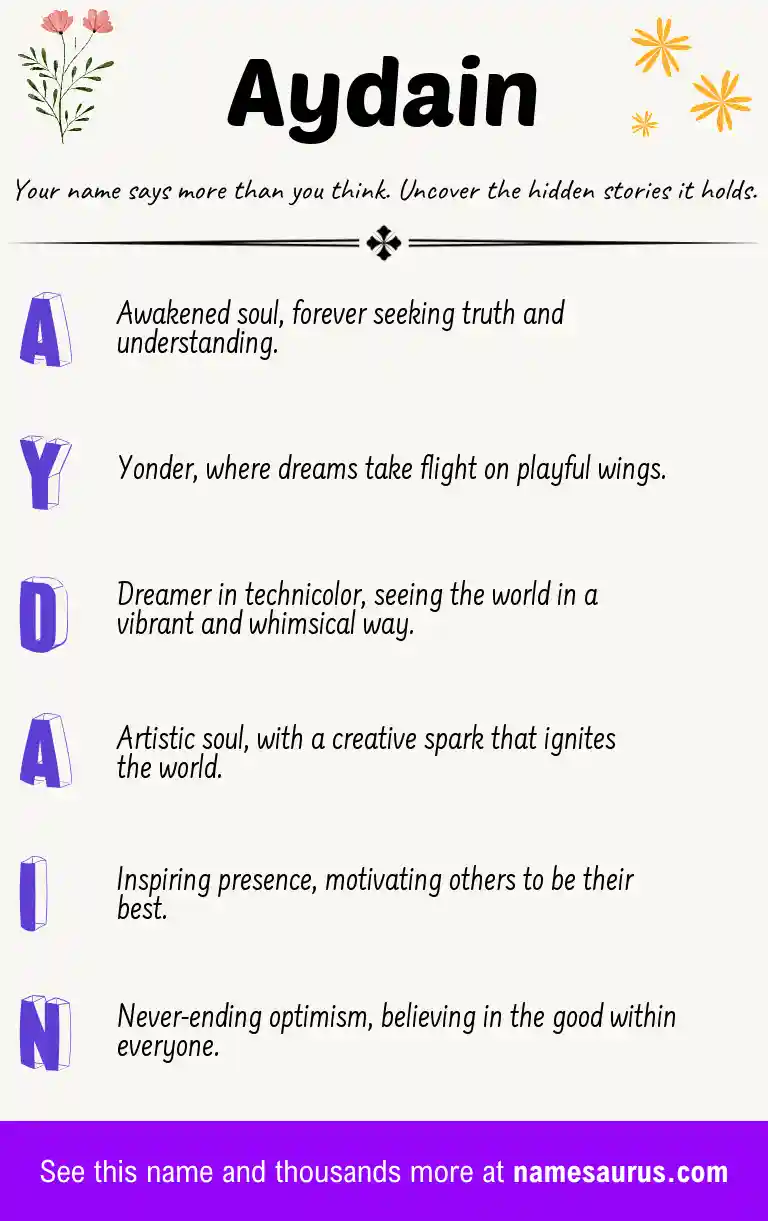 Acrostic poem about Aydain.
