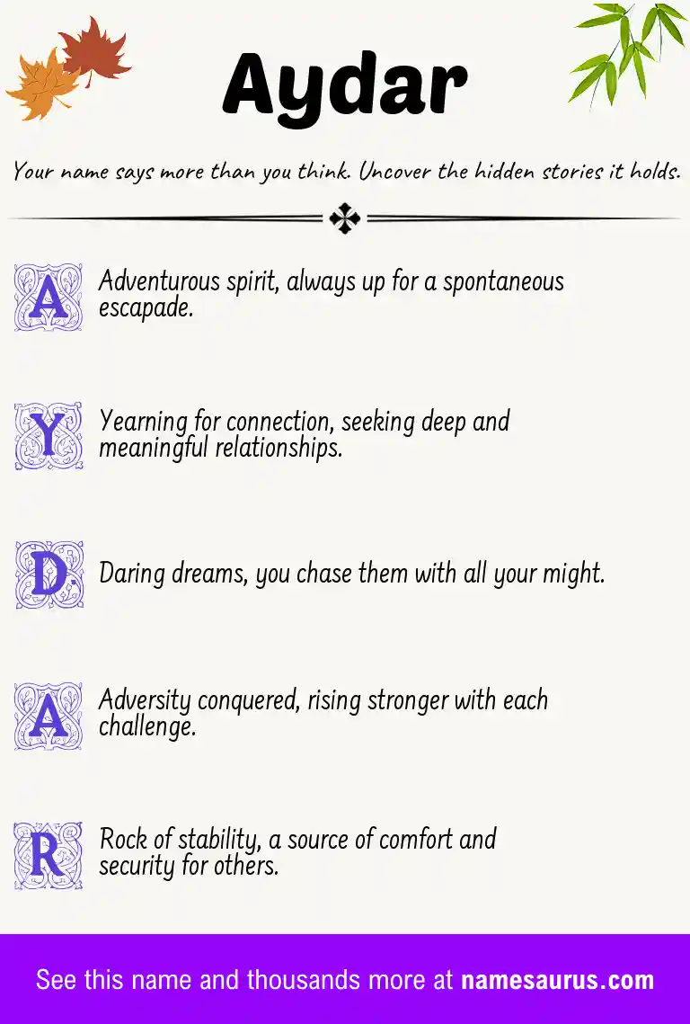 Acrostic poem about Aydar.