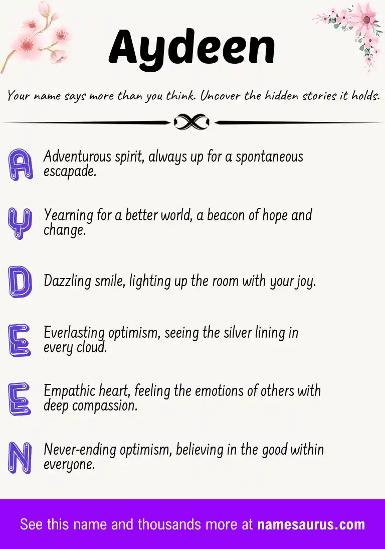 Acrostic poem about Aydeen.