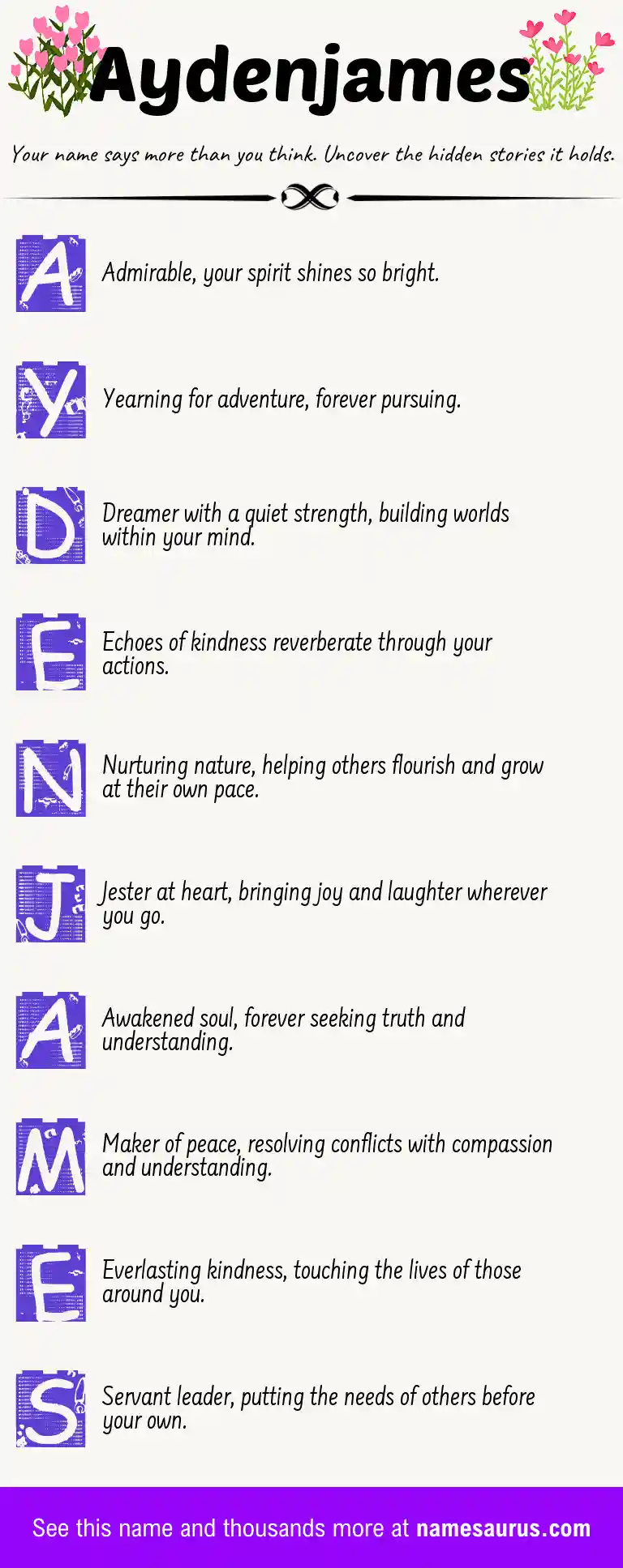 Acrostic poem about Aydenjames.
