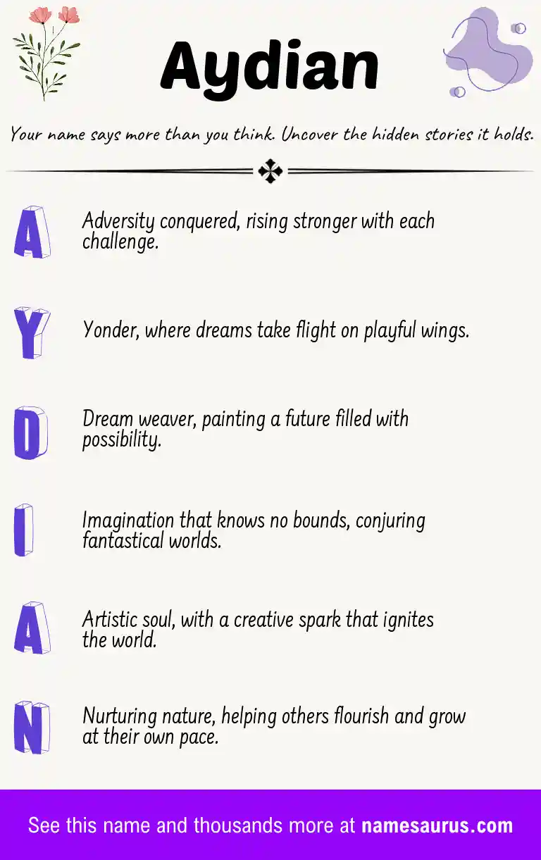 Acrostic poem about Aydian.