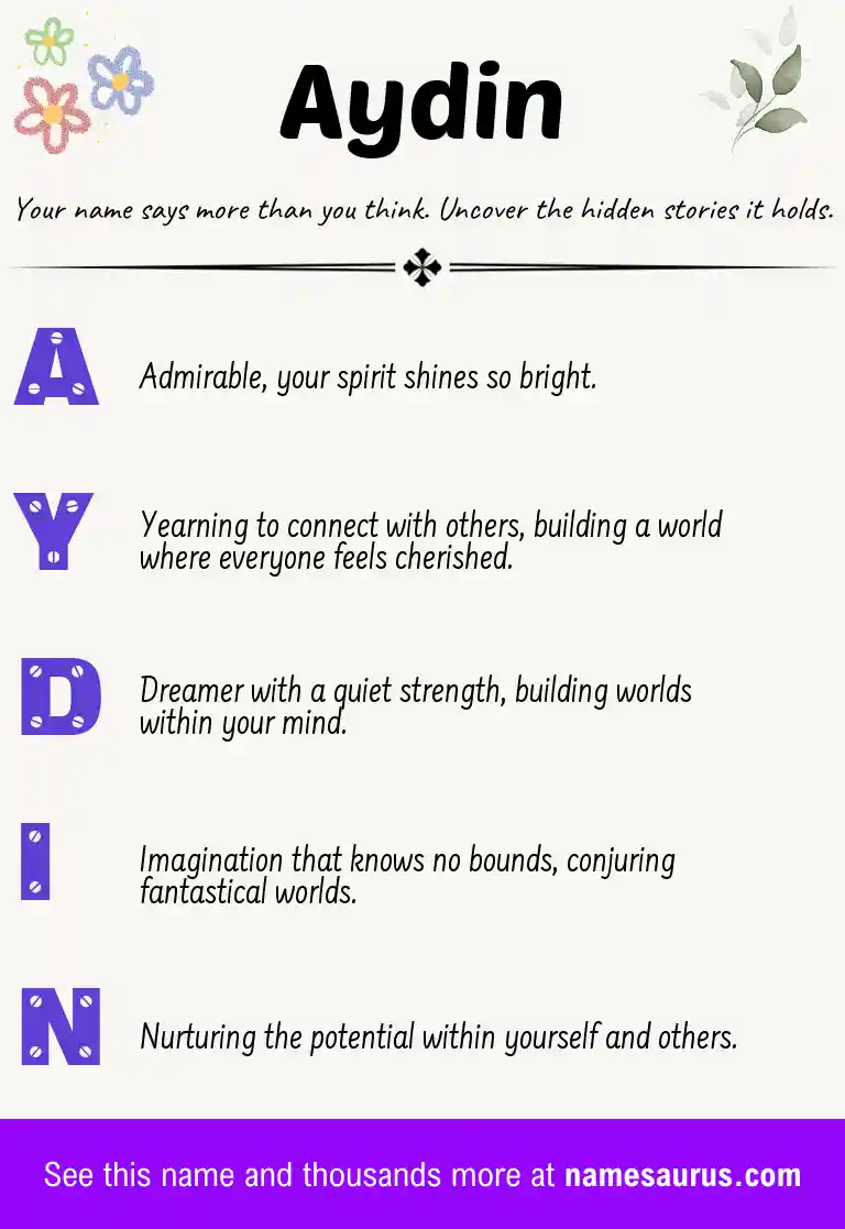 Acrostic poem about Aydin.