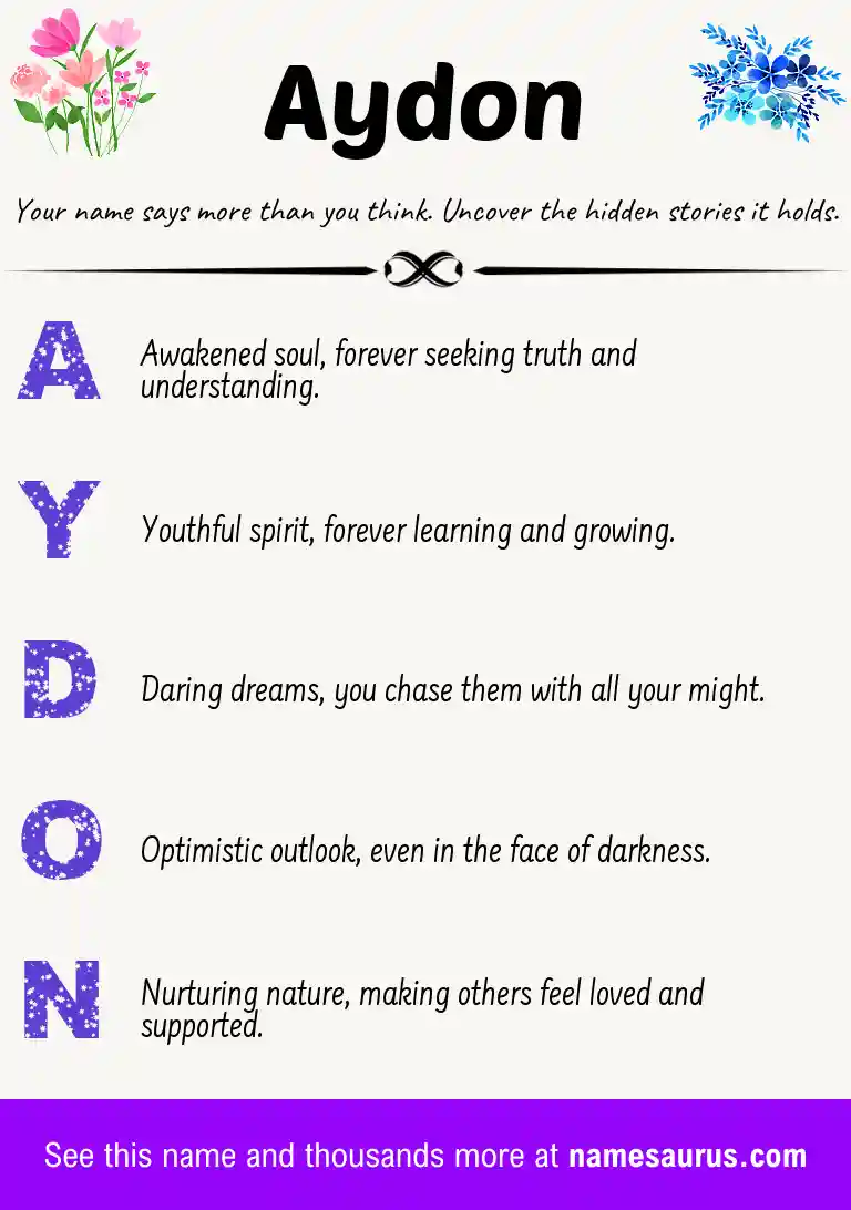 Acrostic poem about Aydon.