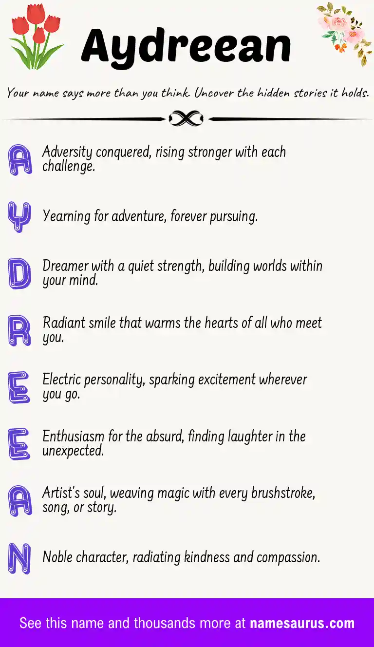 Acrostic poem about Aydreean.