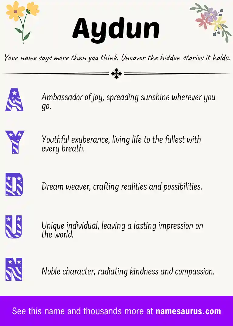 Acrostic poem about Aydun.