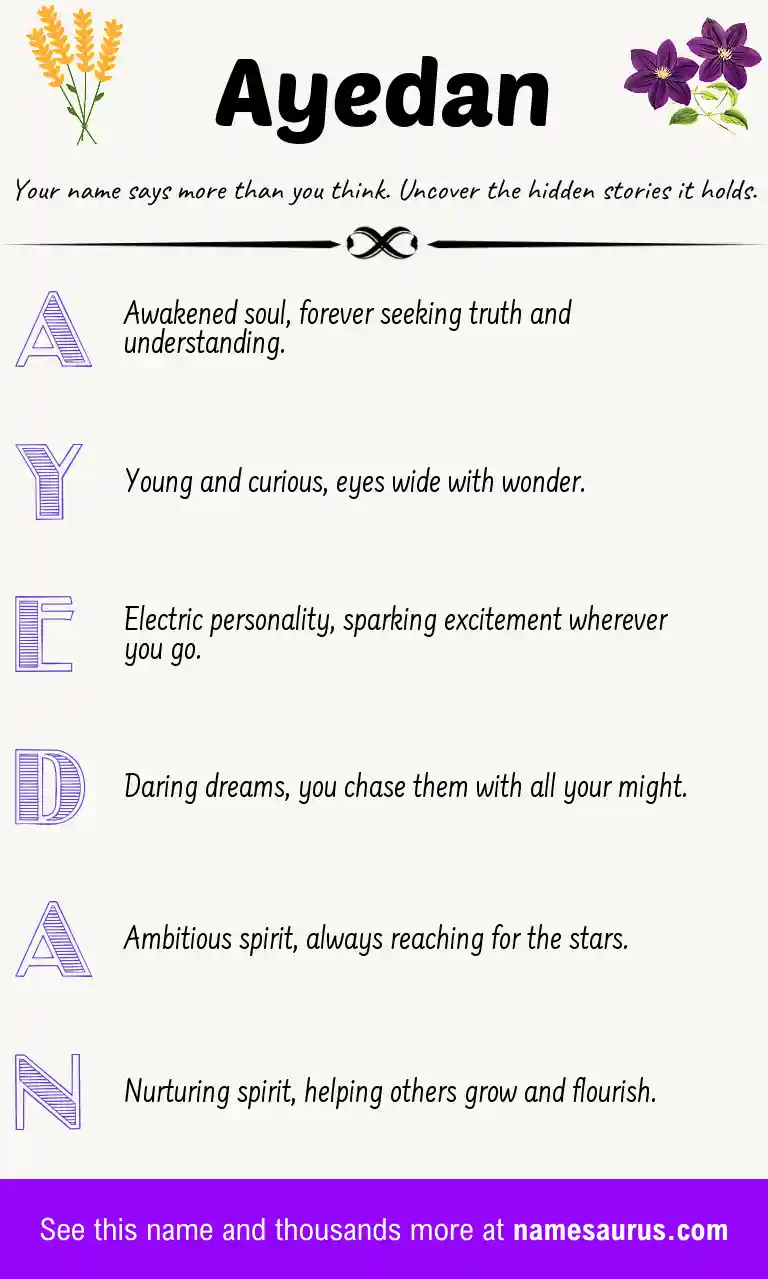 Acrostic poem about Ayedan.