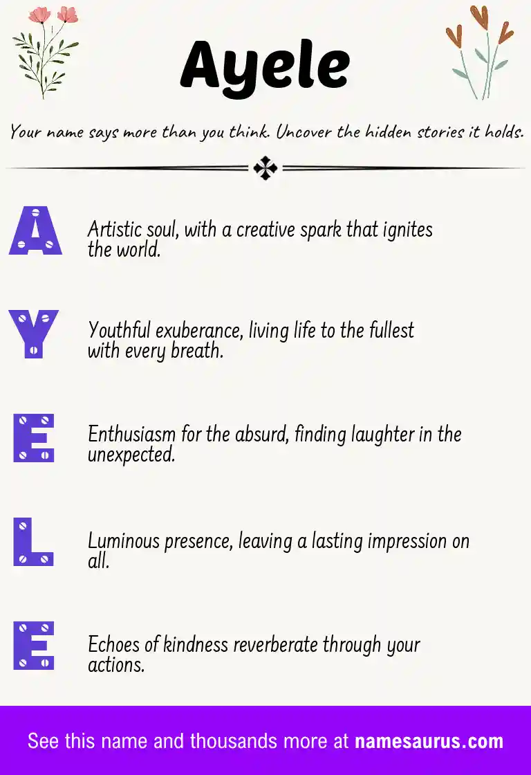 Acrostic poem about Ayele.