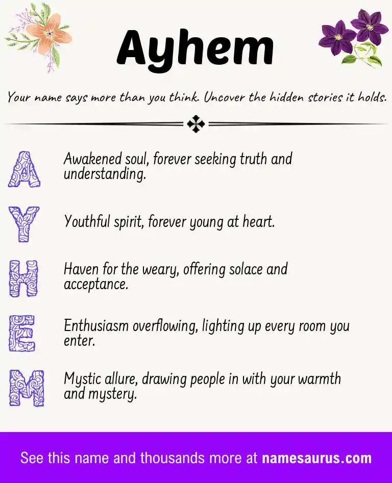 Acrostic poem about Ayhem.