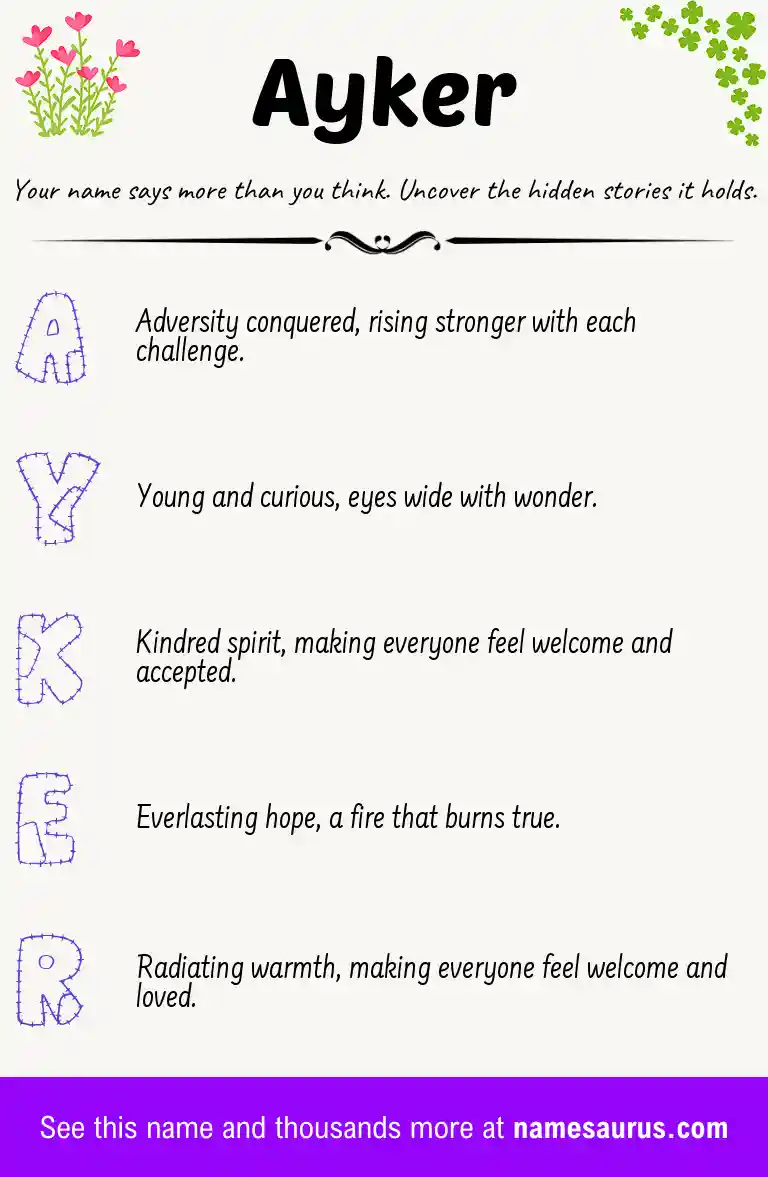 Acrostic poem about Ayker.