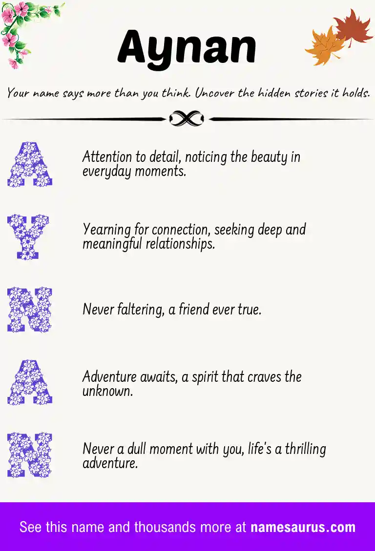 Acrostic poem about Aynan.