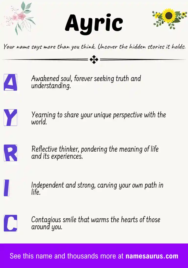 Acrostic poem about Ayric.