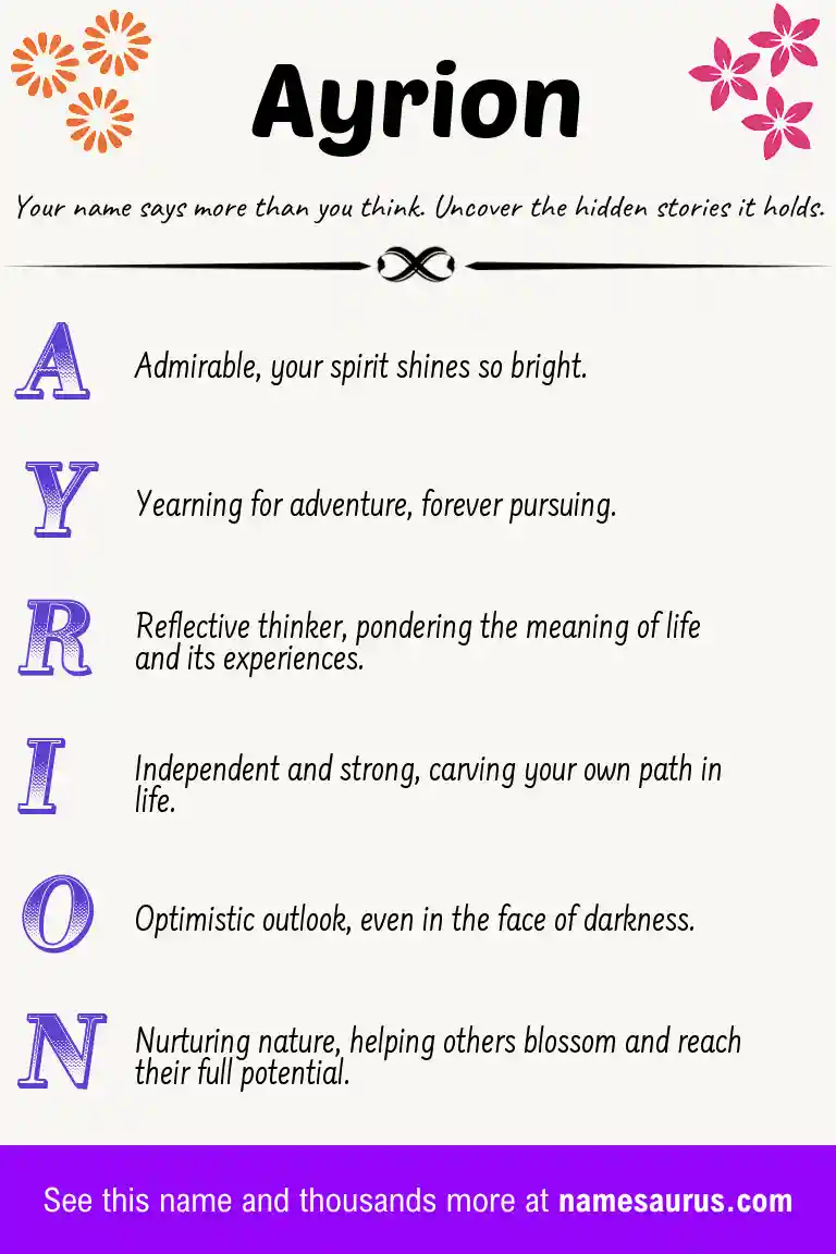 Acrostic poem about Ayrion.