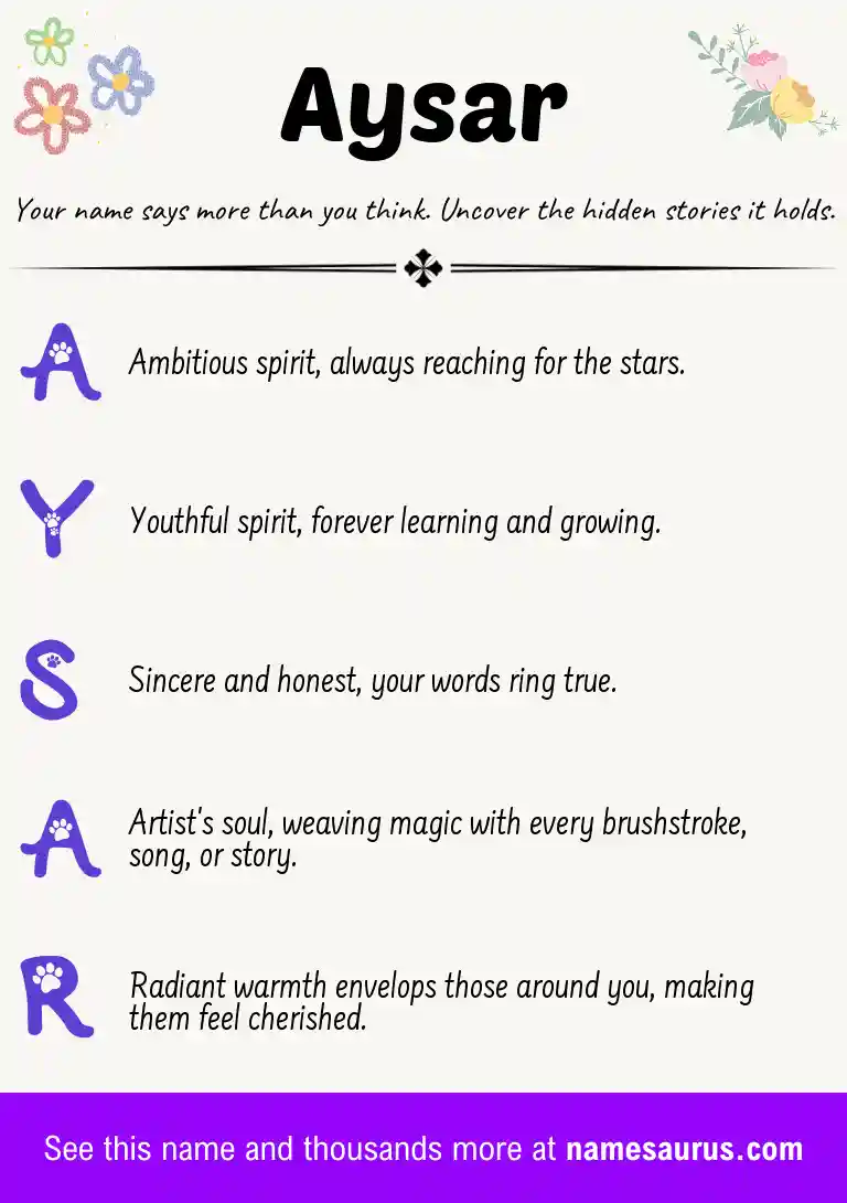 Acrostic poem about Aysar.