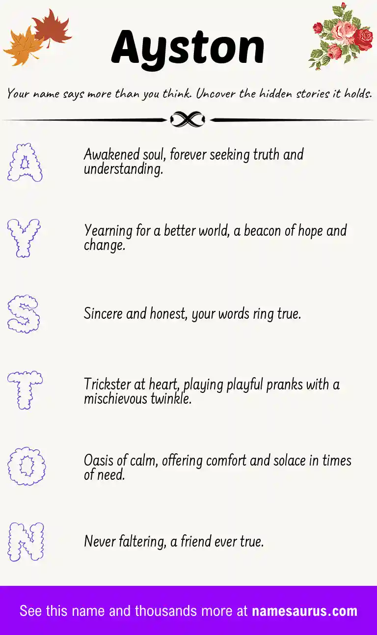 Acrostic poem about Ayston.
