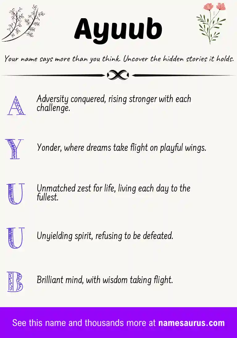 Acrostic poem about Ayuub.