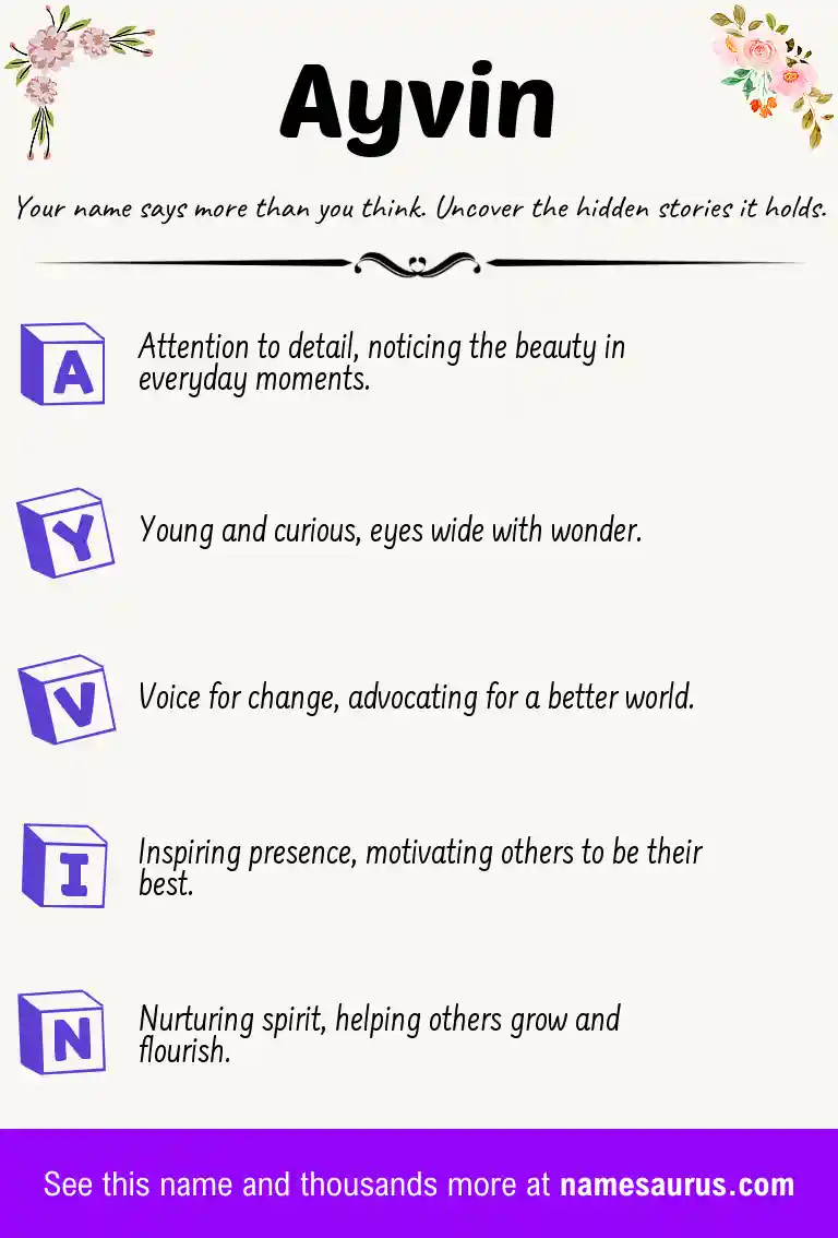 Acrostic poem about Ayvin.