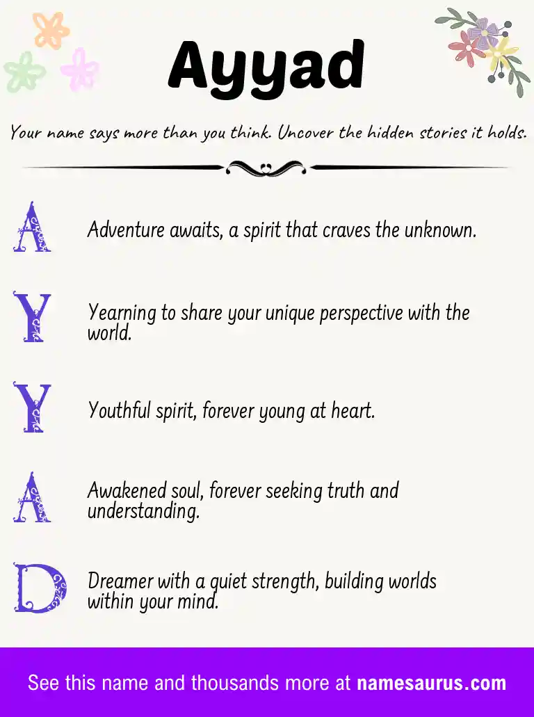 Acrostic poem about Ayyad.