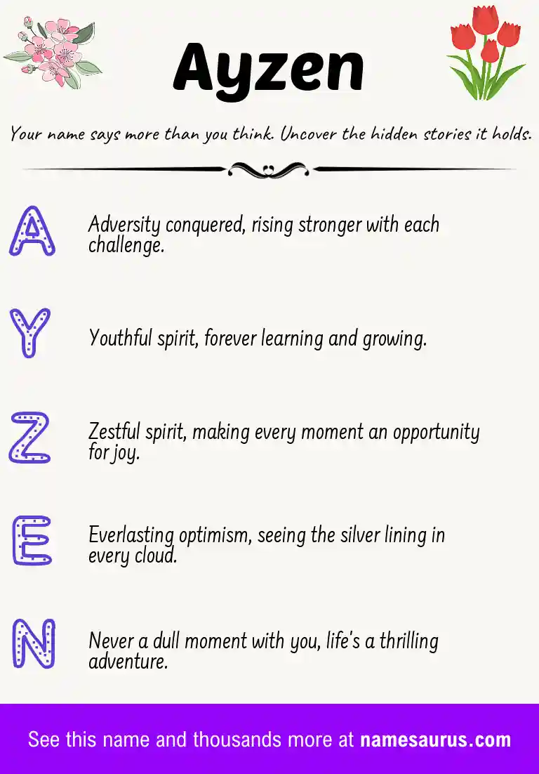 Acrostic poem about Ayzen.